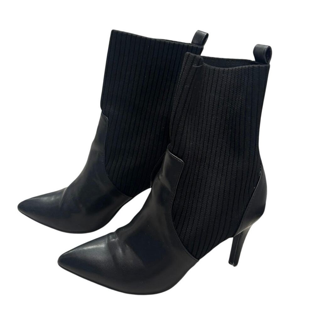 MIA Black Pointed Toe Knit Stiletto Ankle Boots Y2K Chic 🤍 Size 8.5 ✨